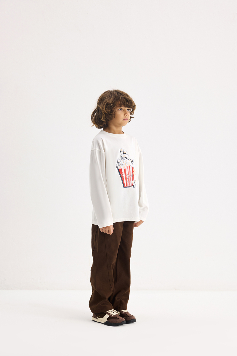 Patlamış Mısır Baskılı Uzun Kollu Tshirt - 5