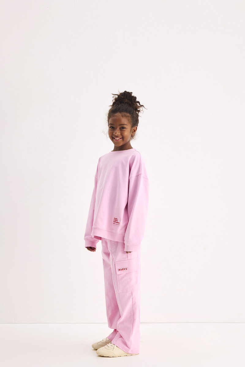 Pembe Kargo Cepli Nakışlı Pantolon - 1