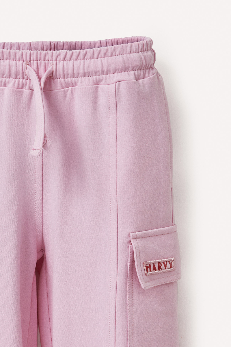 Pembe Kargo Cepli Nakışlı Pantolon - 5