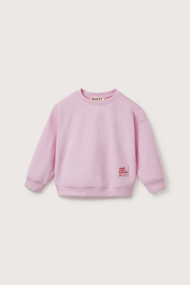 Pembe Oversize Nakışlı Sweatshirt - 2