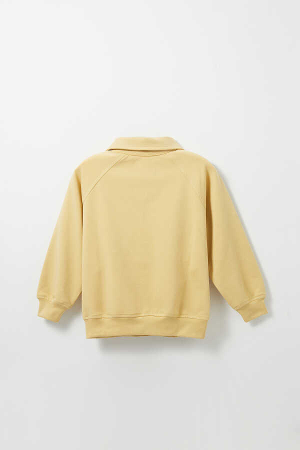 Sarı Nakış Detaylı Reglan Kol Sweatshirt - 4