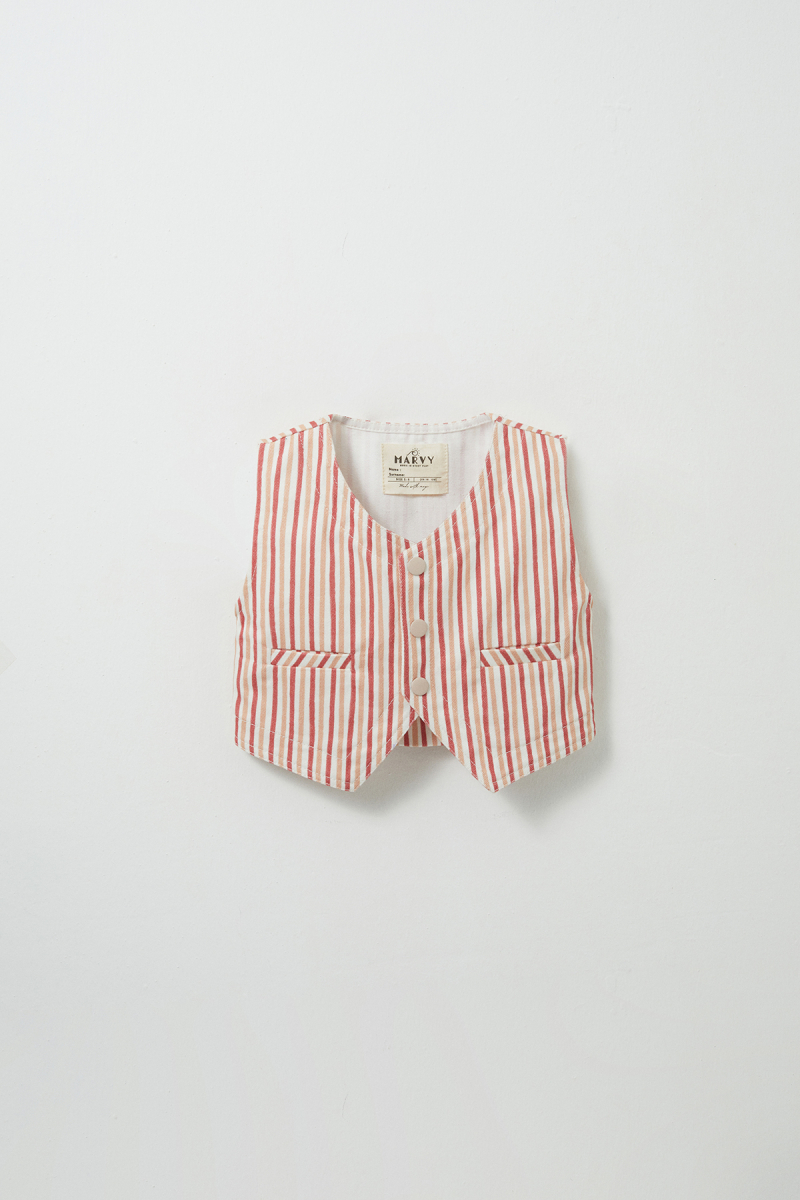 Striped Gabardine Mini Vest - 2