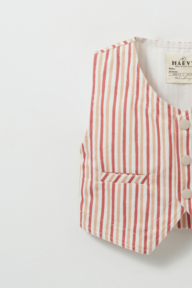 Striped Gabardine Mini Vest - 6
