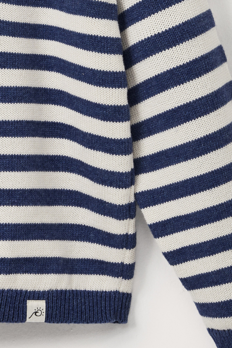 Striped Wool Sweater Blue-Ecru - 4