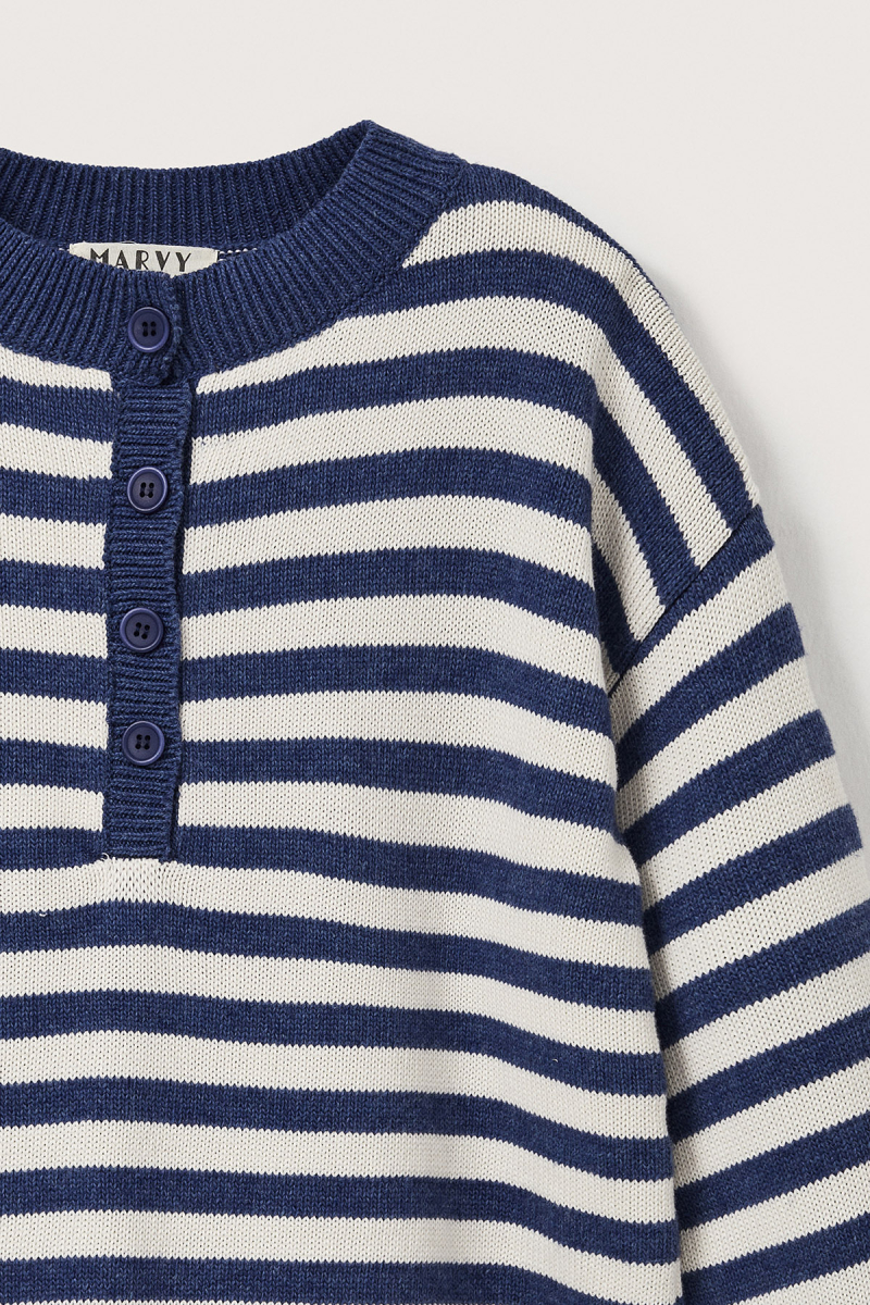 Striped Wool Sweater Blue-Ecru - 5