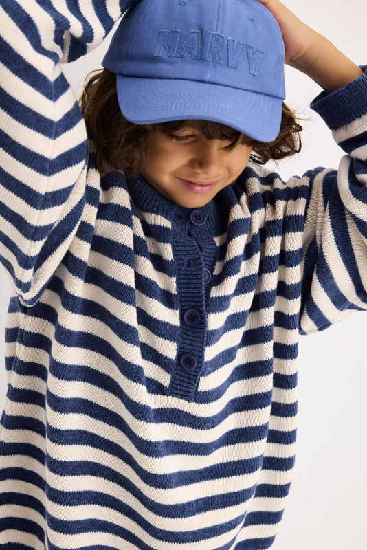 Striped Wool Sweater Blue-Ecru 