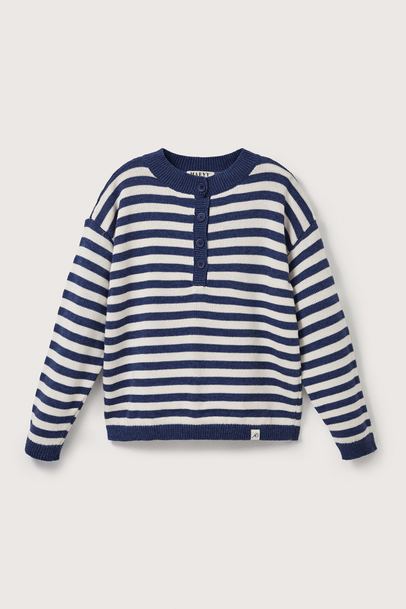 Striped Wool Sweater Blue-Ecru - 2
