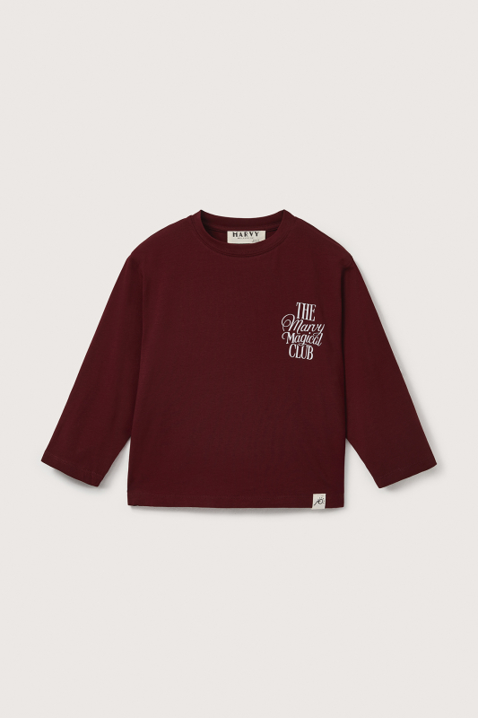 The Marvy Magical Club Bordo Baskılı Uzun Kollu Tshirt 