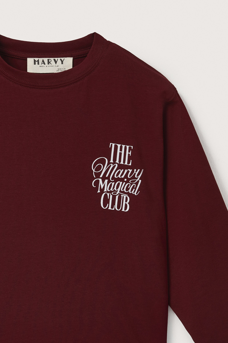 The Marvy Magical Club Bordo Baskılı Uzun Kollu Tshirt - 3