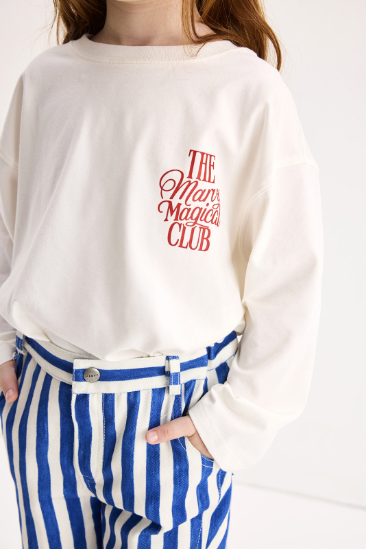 The Marvy Magical Club Ekru Baskılı Uzun Kollu Tshirt 