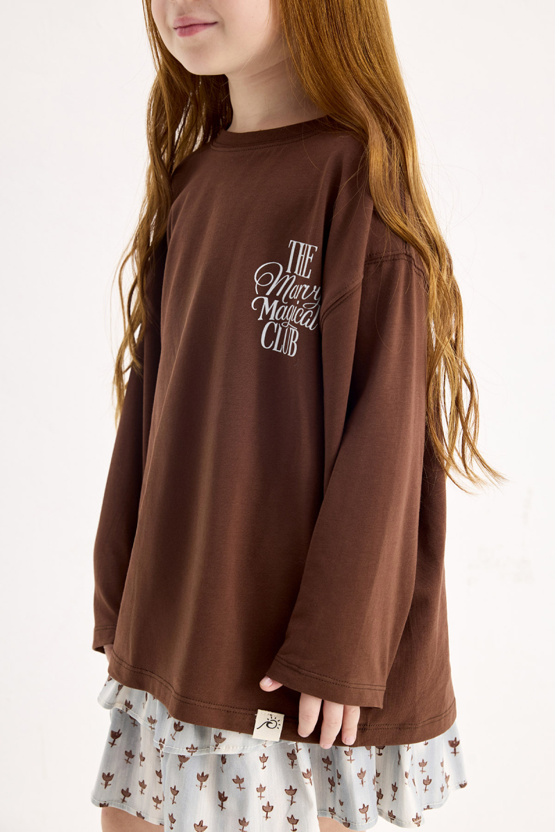The Marvy Magical Club Kahverengi Baskılı Uzun Kollu Tshirt - 7