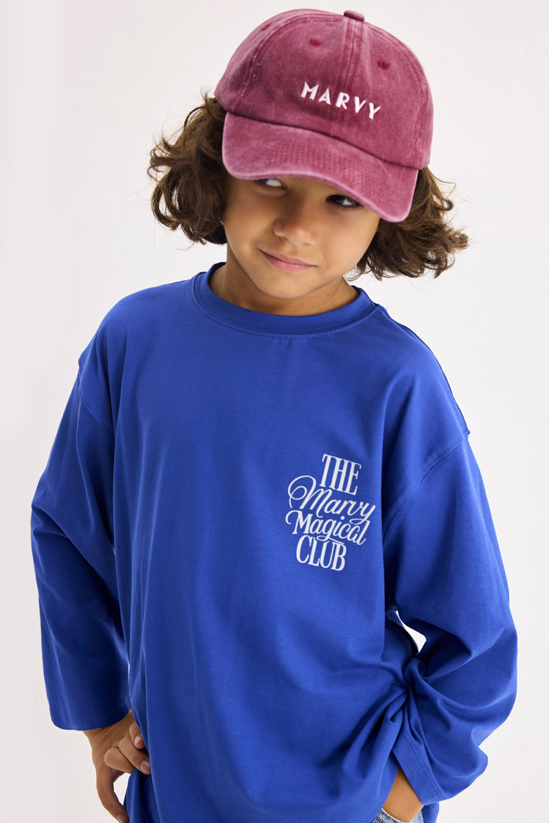 The Marvy Magical Club Saks Mavi Baskılı Uzun Kollu Tshirt - 1
