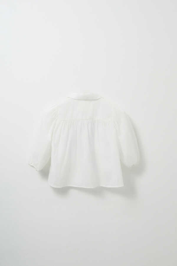 White Shirt with Gathered Sleeves - 3