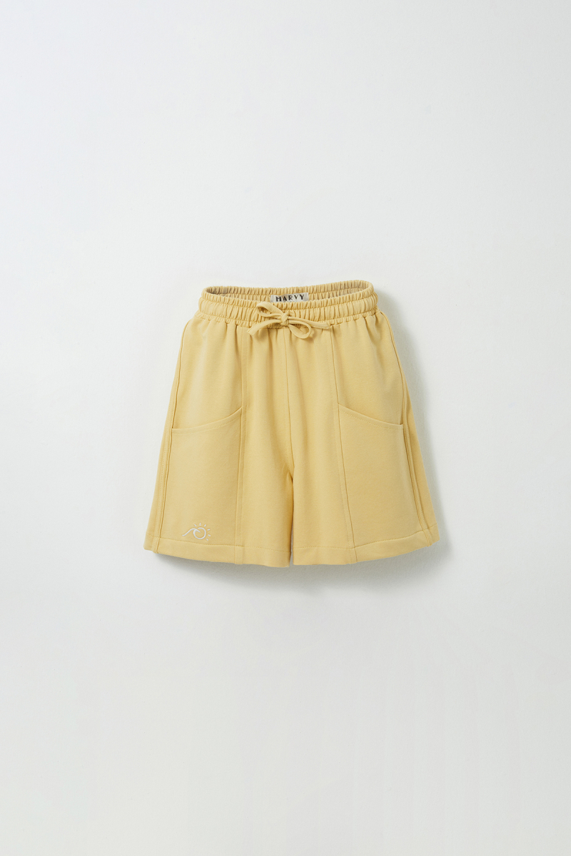 Yellow Embroidered Detailed Piping Bermuda Shorts - 1