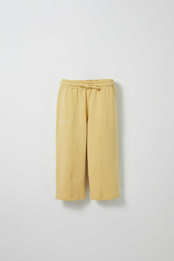 Yellow Embroidered Detailed Relaxed Leg Trousers - 1