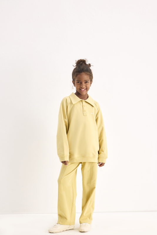Yellow Embroidered Detailed Relaxed Leg Trousers 