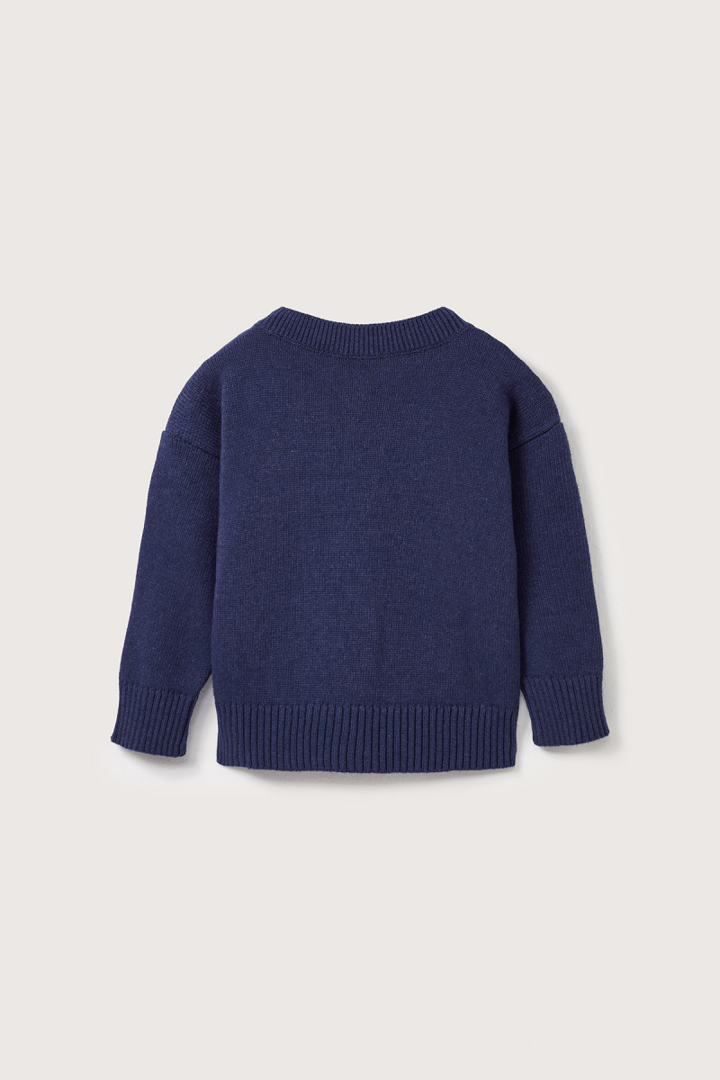 Yünlü Oversize Triko Hırka Mavi - 9